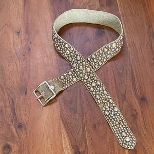 Studded Y2K Vintage Tan Belt with Silver Buckle